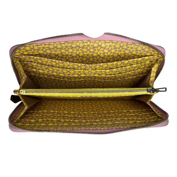 Hermès Silk-In Long Zip Wallet Rose Sakura Epsom Leather Yellow Silk - Picture 6 of 14